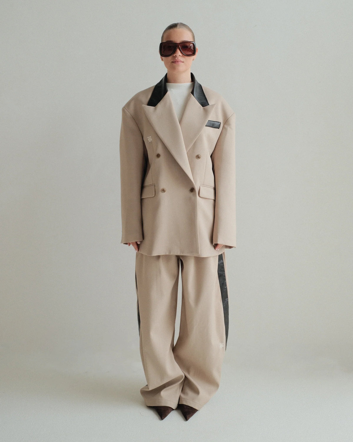 Beige leather Blazer