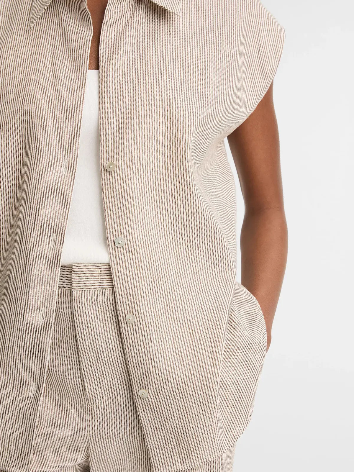 Blouse Ticking Stripe Cap SLV
