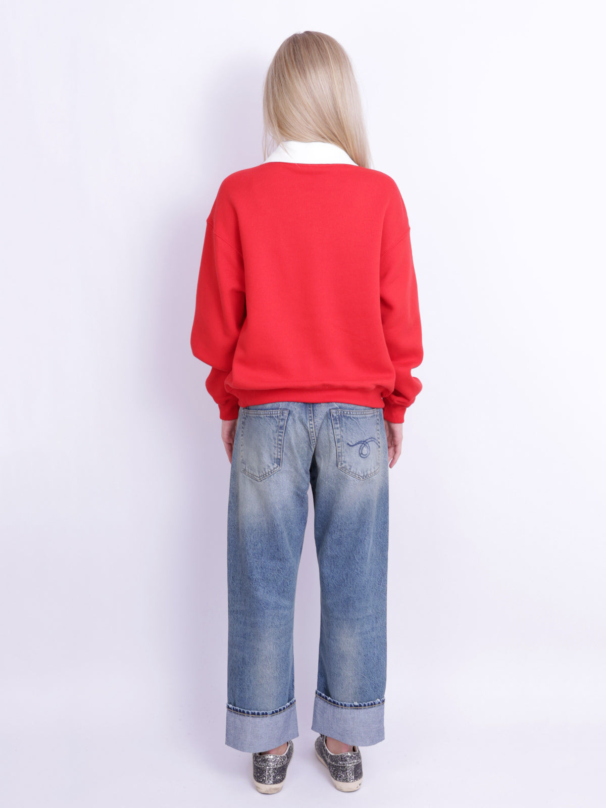 CREST POLO-COLLAR FLEECE CREWNECK