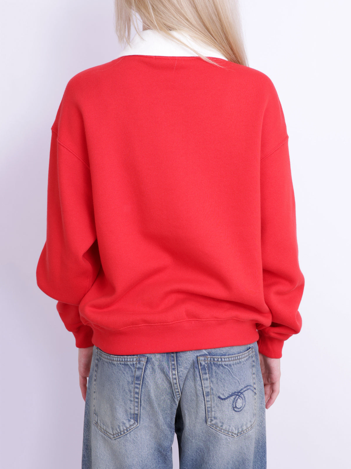 CREST POLO-COLLAR FLEECE CREWNECK