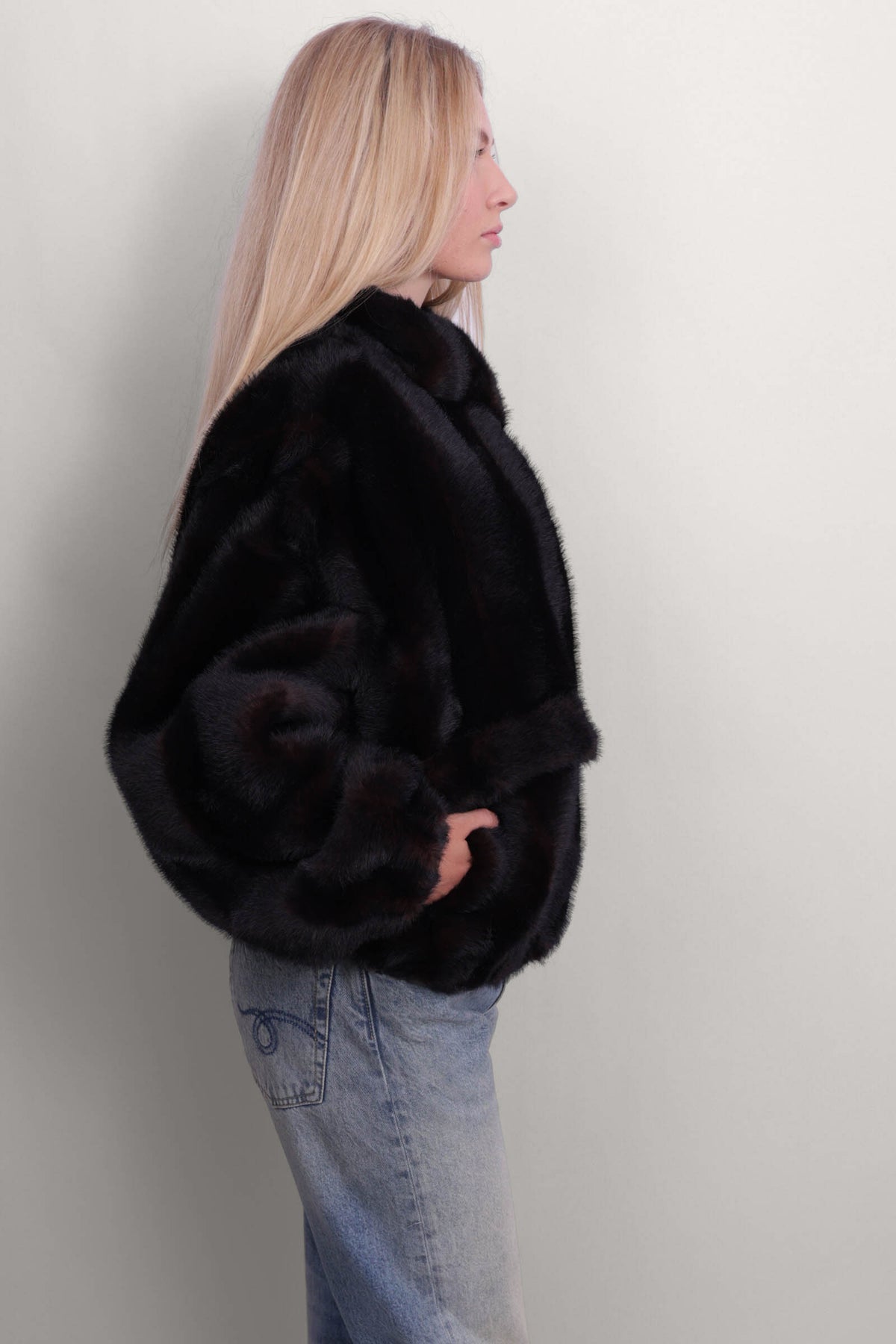 Iris Shaved Mink Bomber