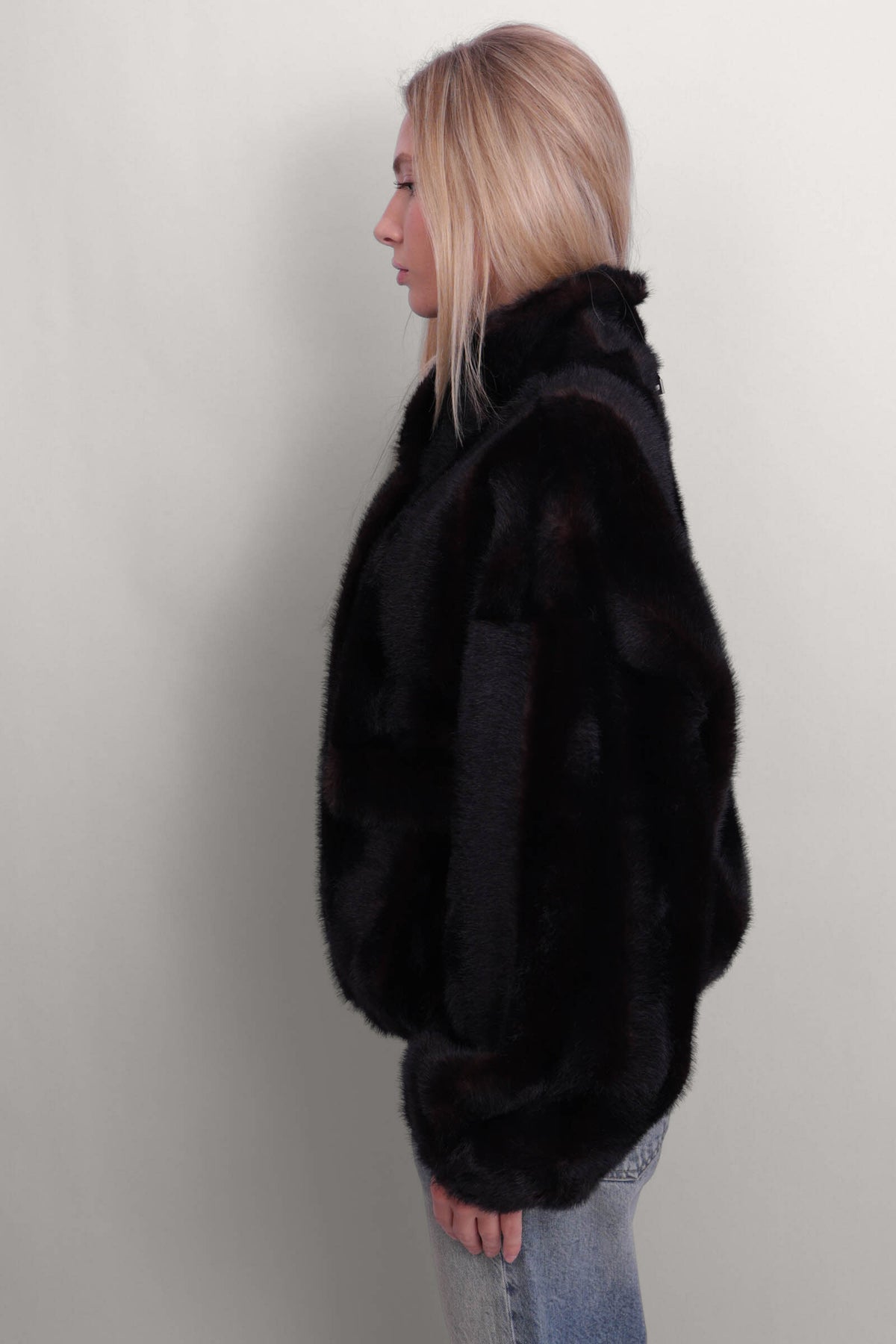 Iris Shaved Mink Bomber