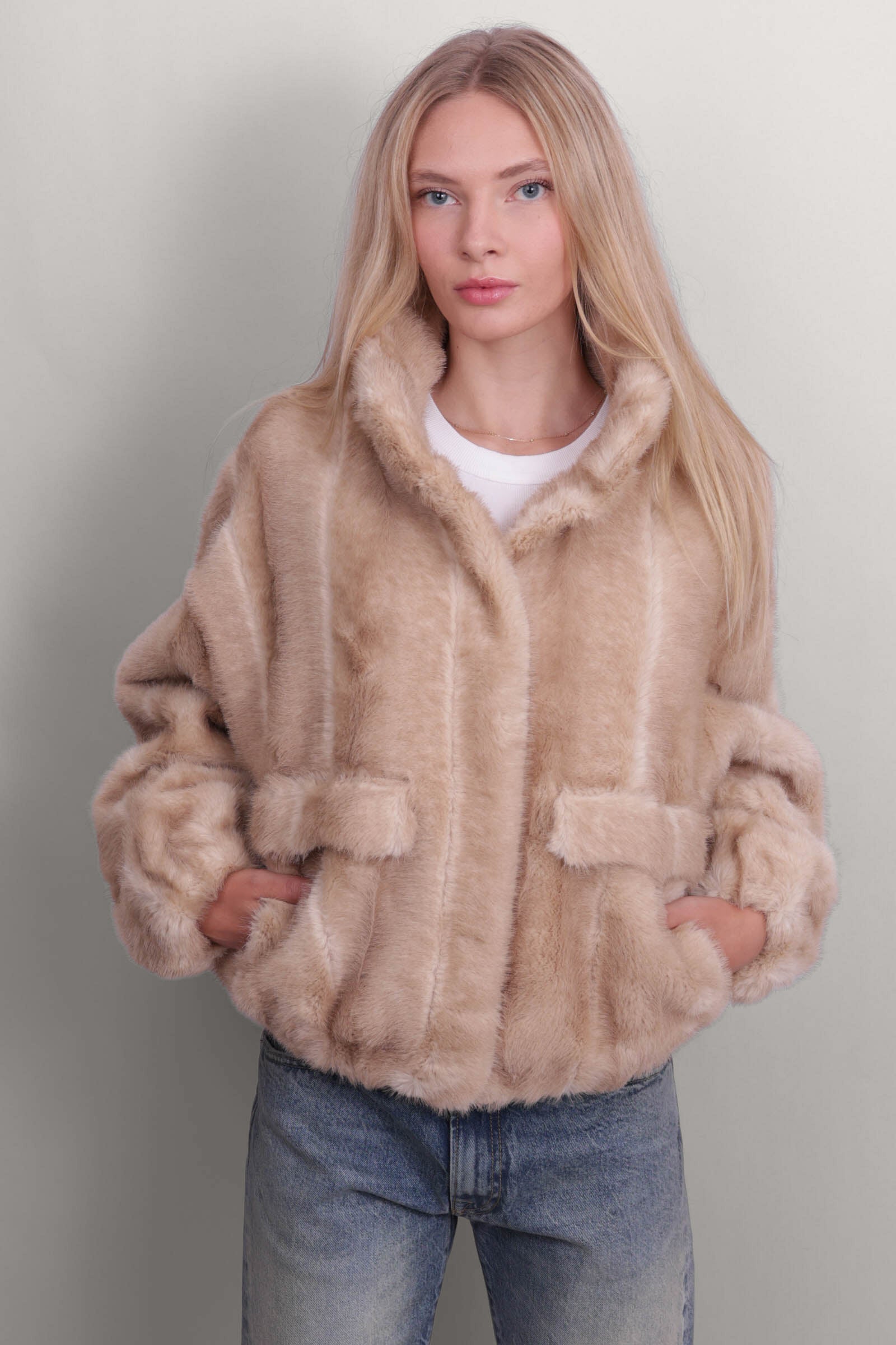 Iris Shaved Mink Bomber