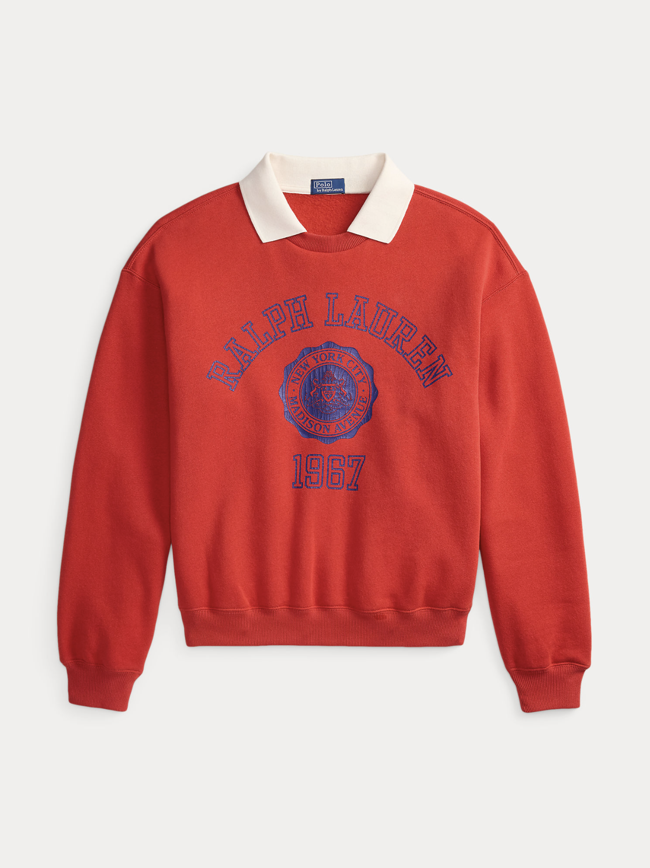 CREST POLO-COLLAR FLEECE CREWNECK