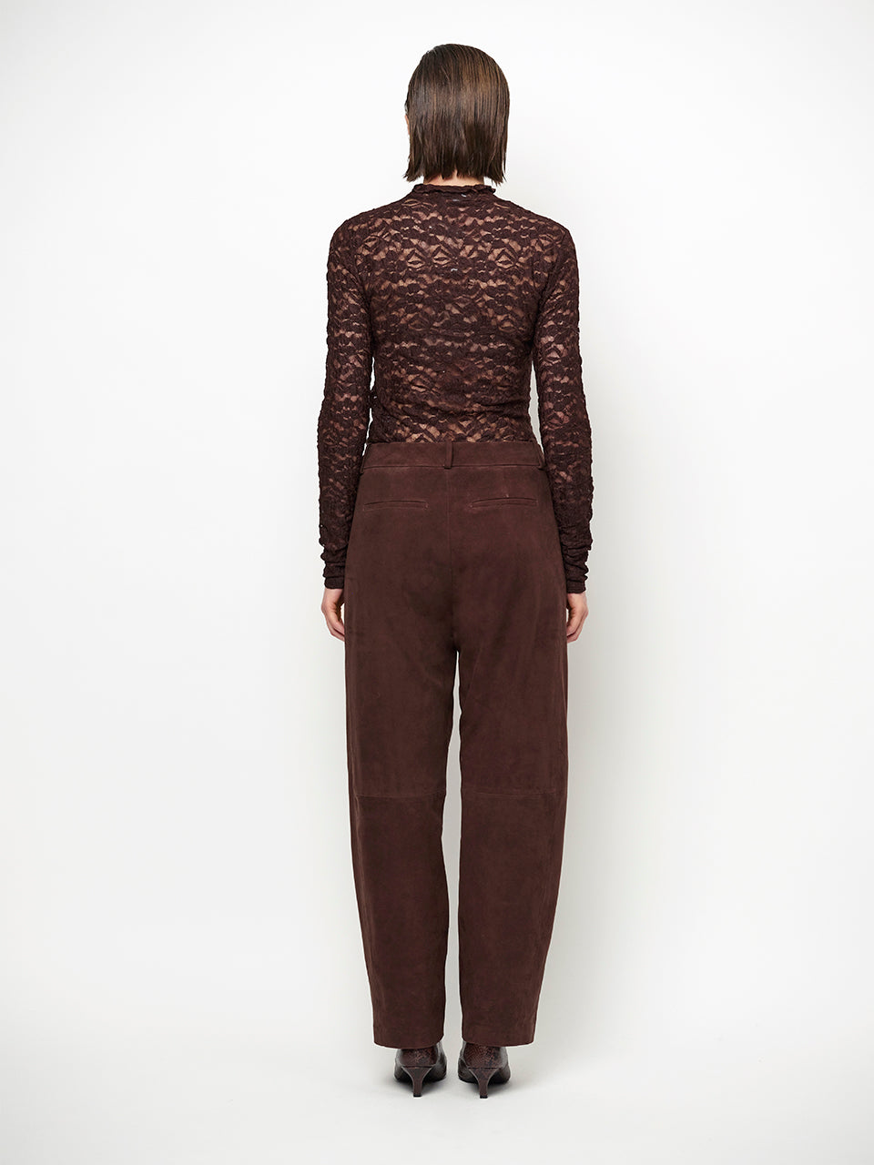 York suede barrel pants