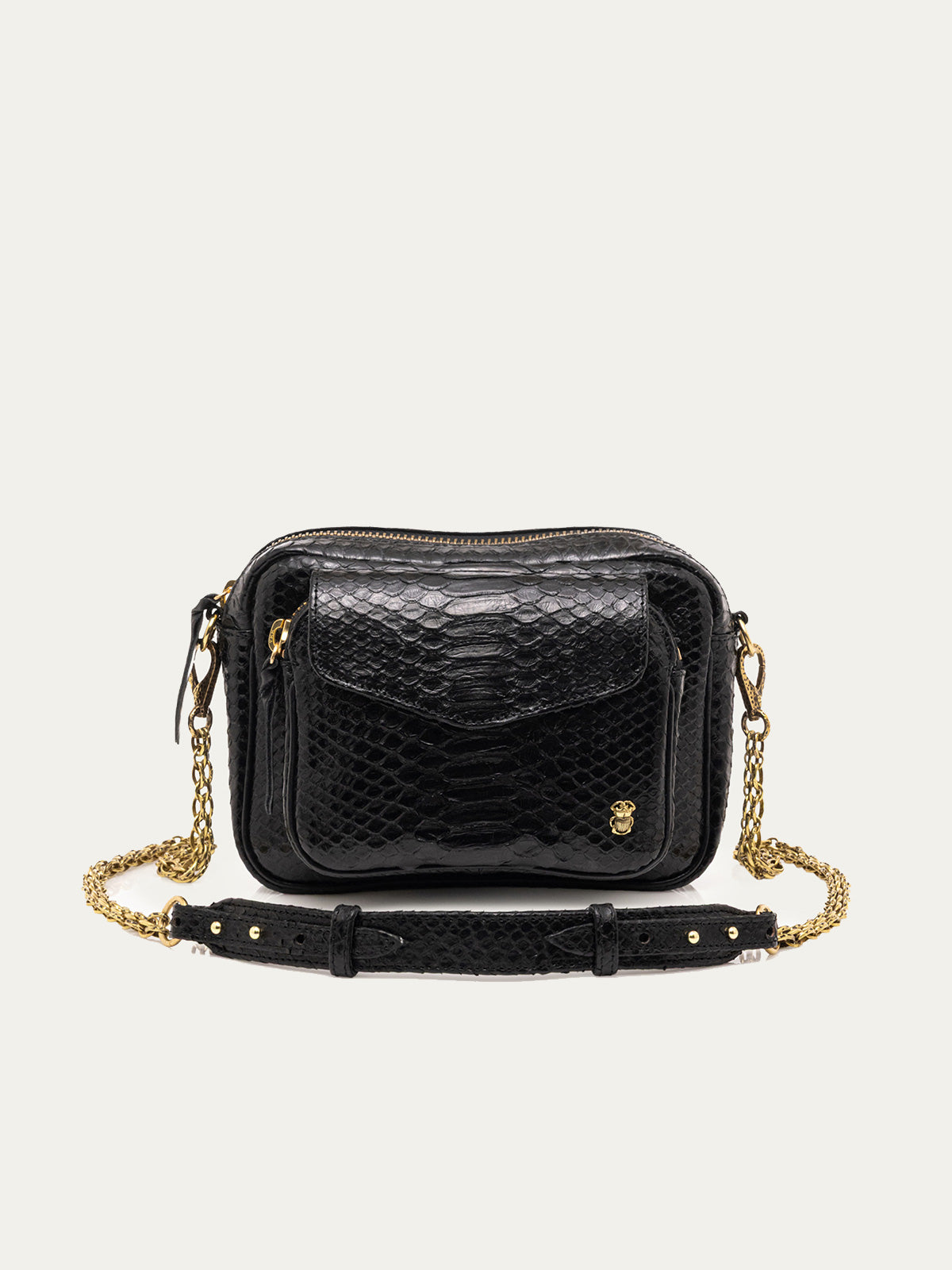 Gold Chain Black Python Charly Bag