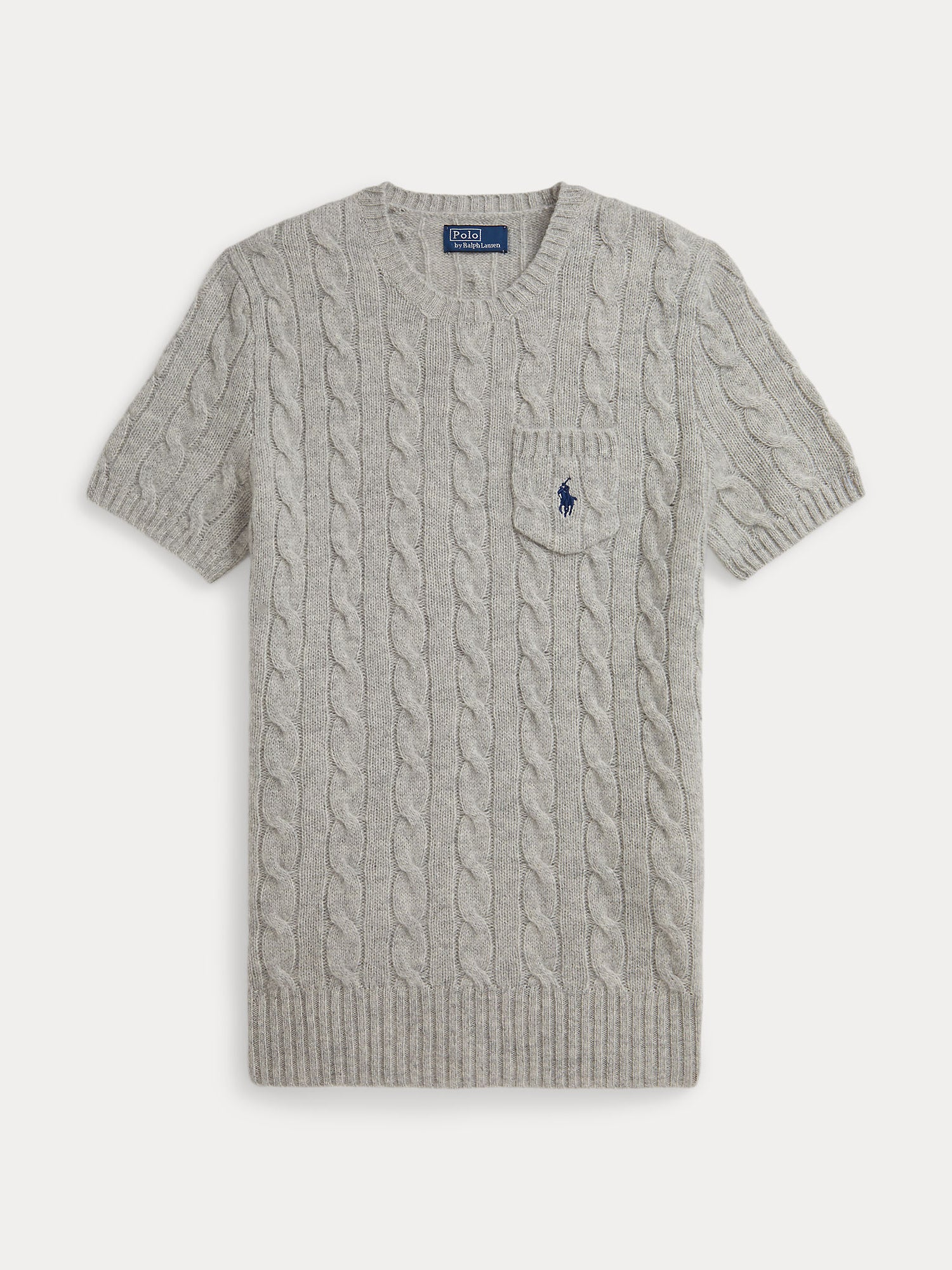 CABLE WOOL CASHMERE SHORT-SLEEVE SWEATER