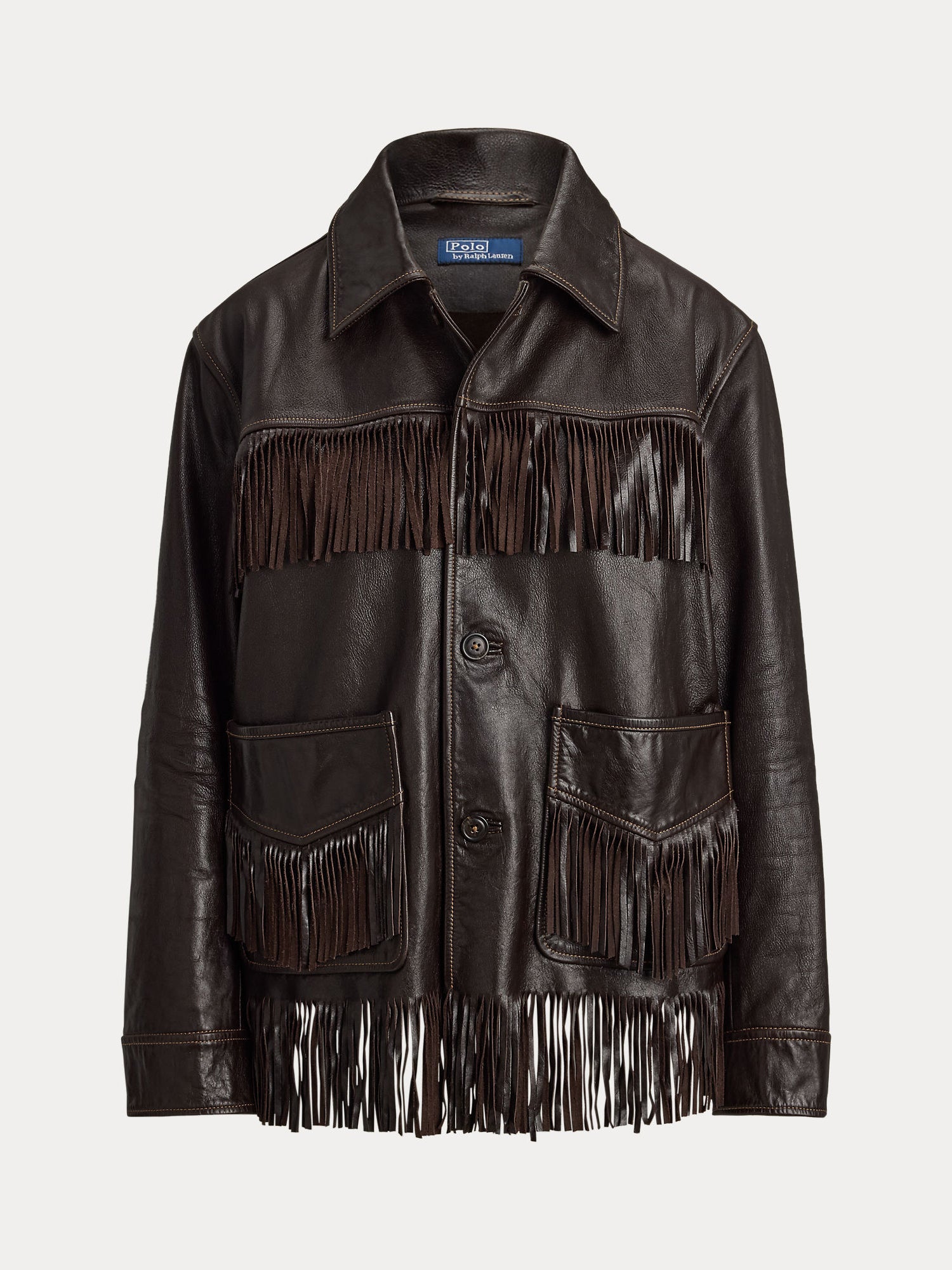 FRINGE-TRIM LEATHER SHIRT
