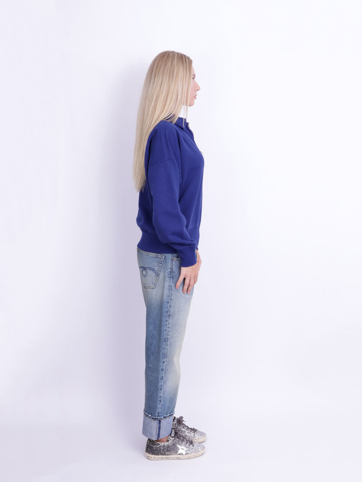 “P” LOGO SLUB FLEECE QUARTER-ZIP