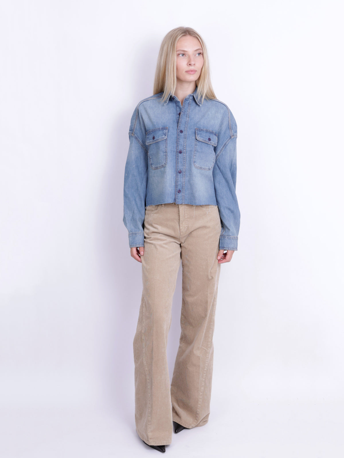 CROPPED DENIM SHIRT