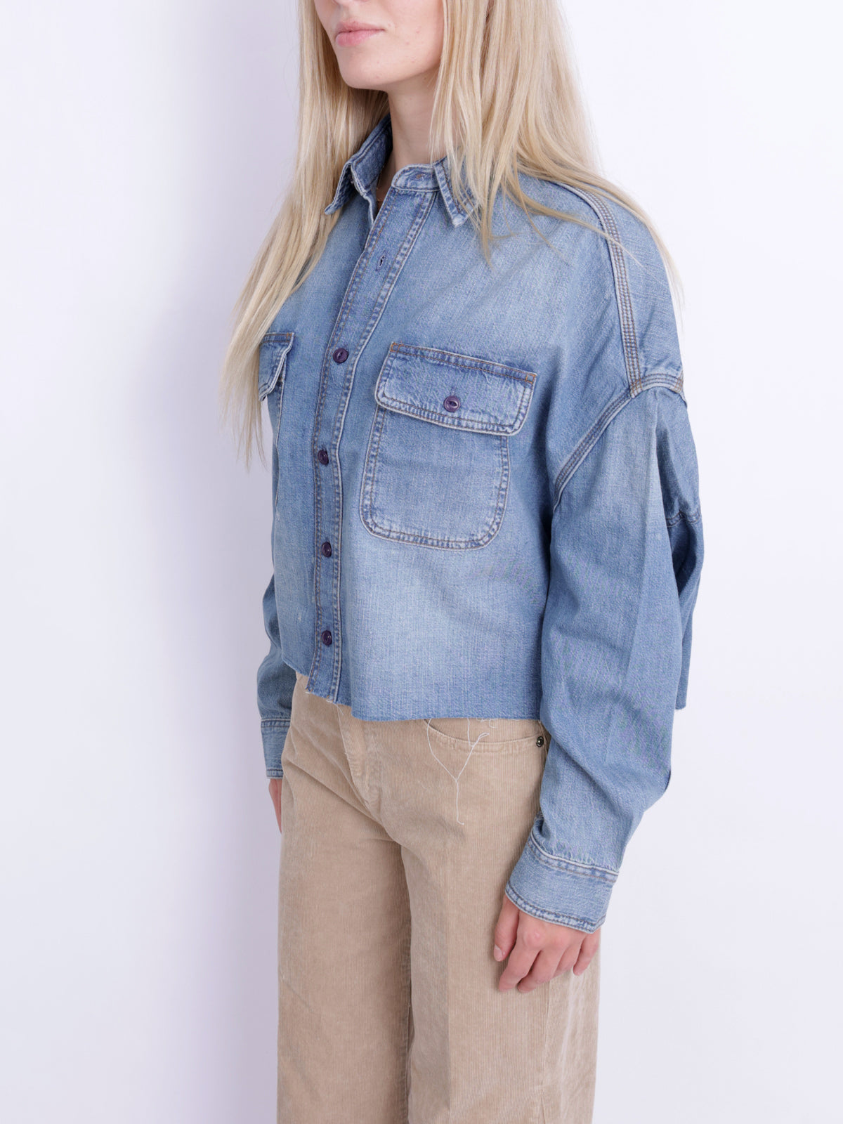 CROPPED DENIM SHIRT