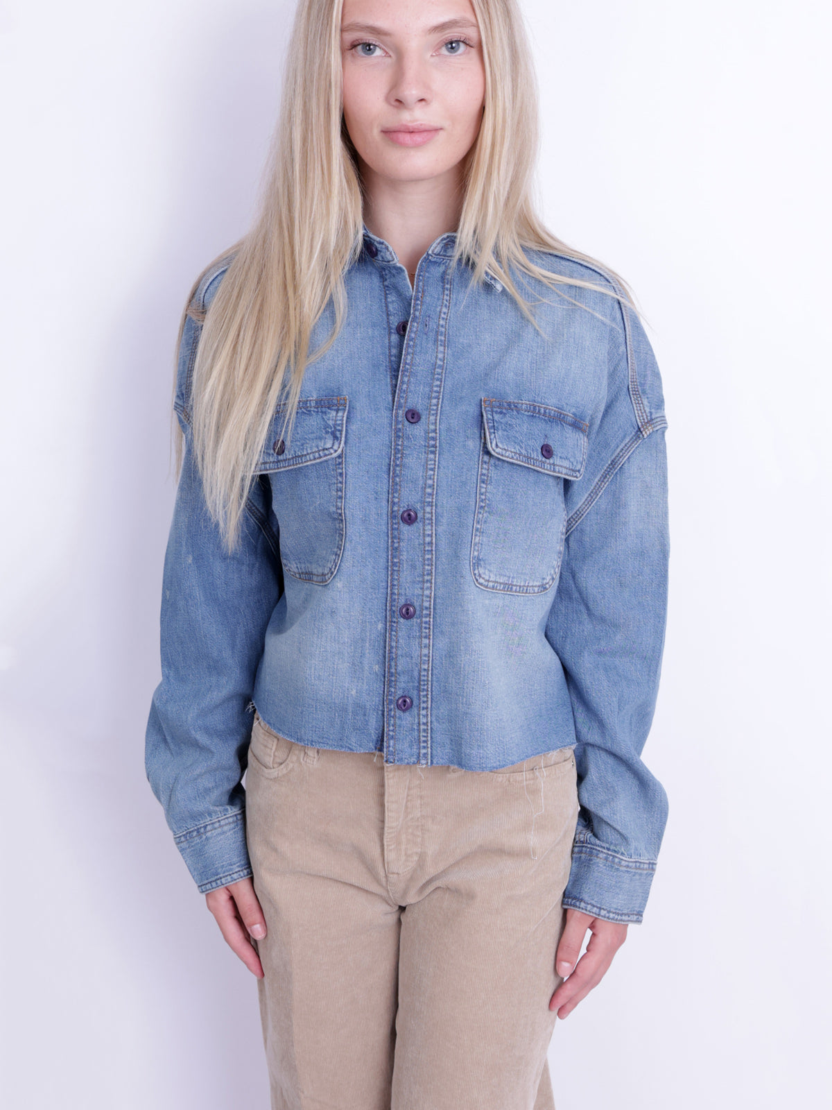 CROPPED DENIM SHIRT