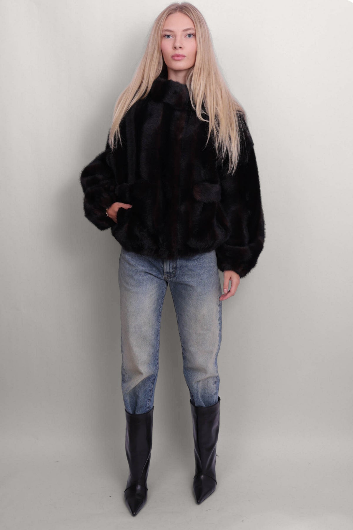 Iris Shaved Mink Bomber