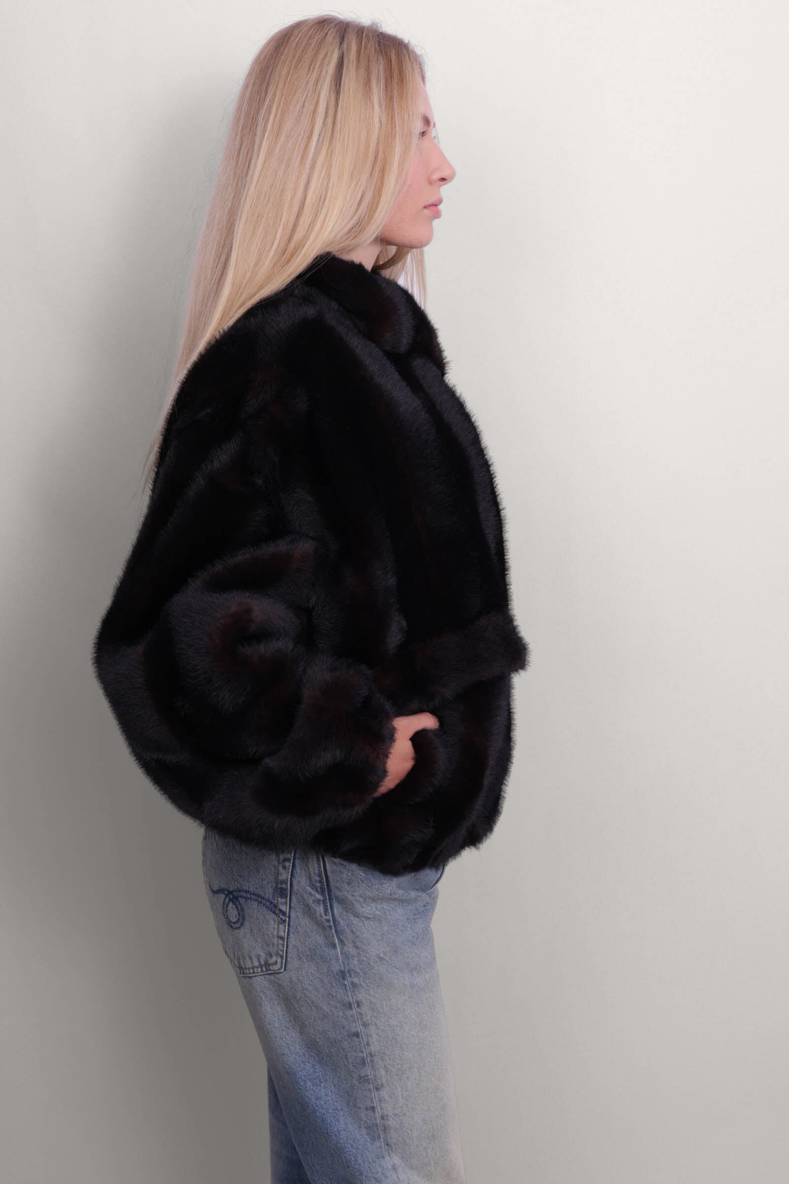 Iris Shaved Mink Bomber