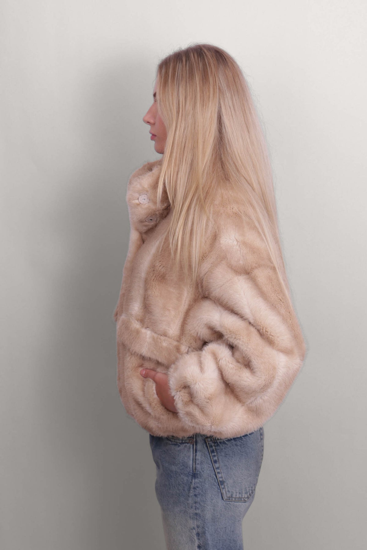 Iris Shaved Mink Bomber