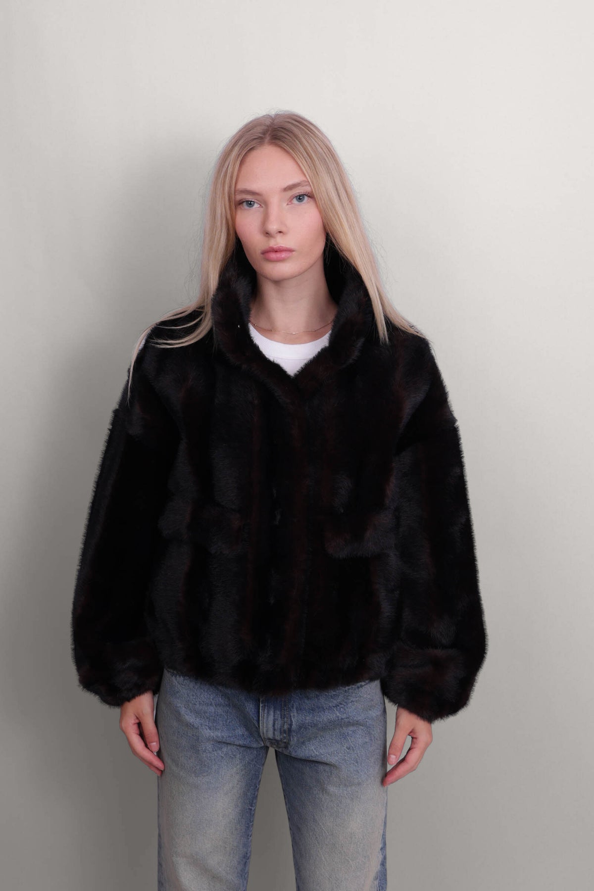 Iris Shaved Mink Bomber