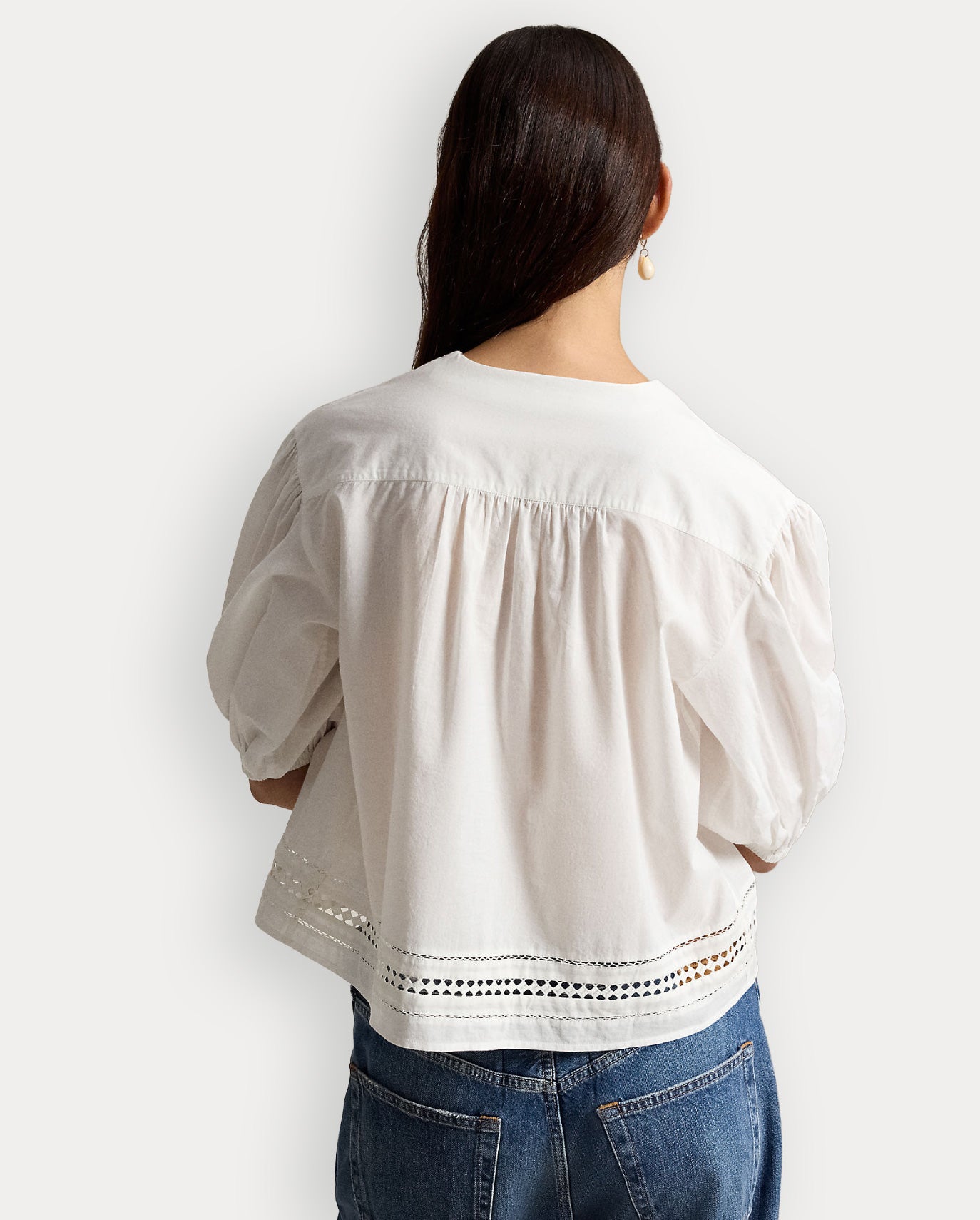 Blouse Lace Trim Cotton