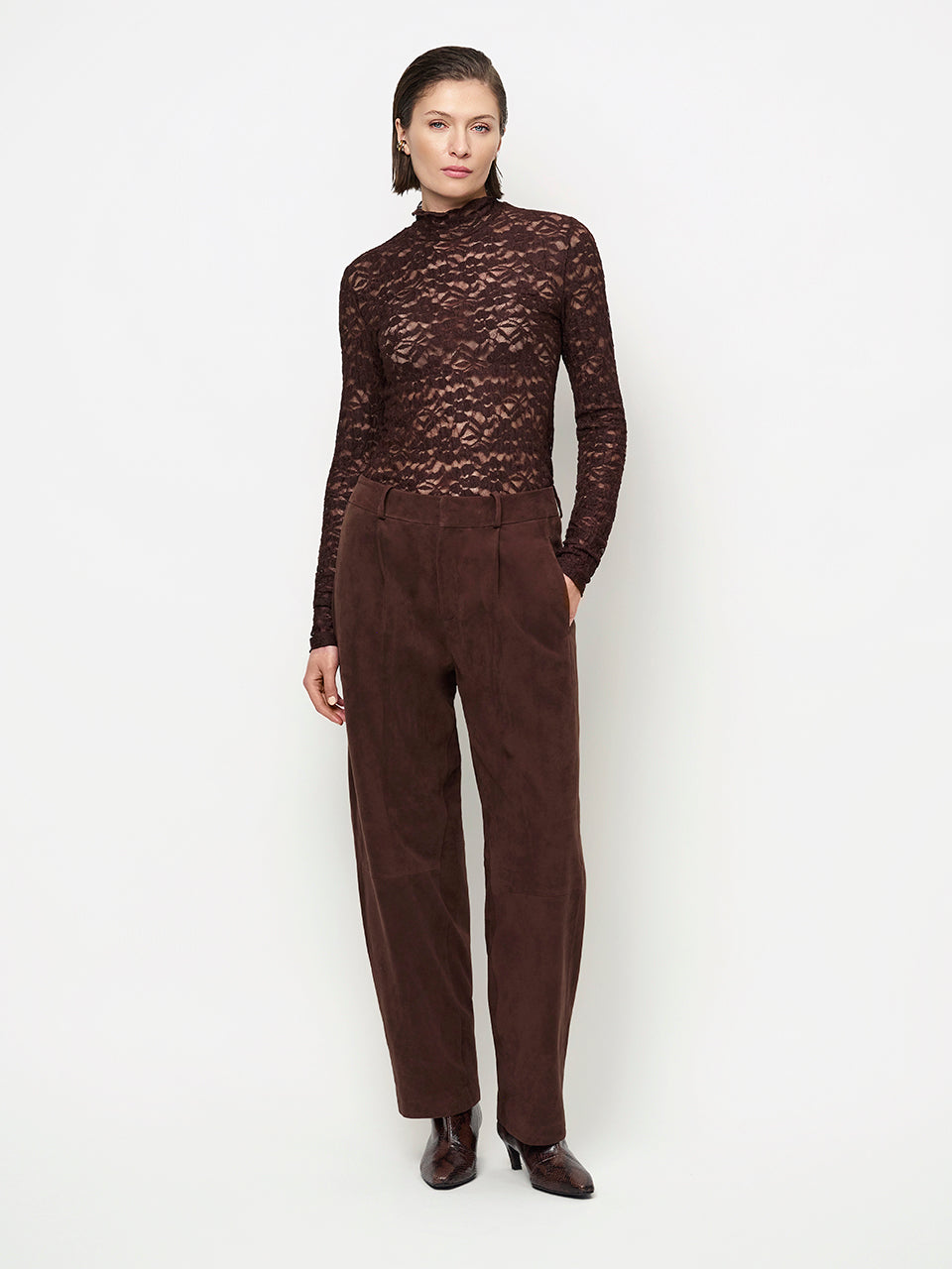 York suede barrel pants