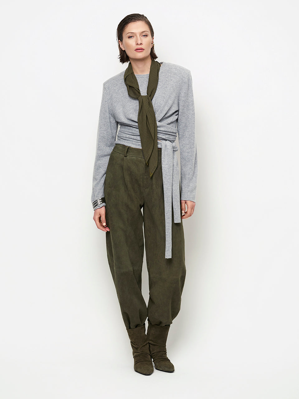 York suede barrel pants